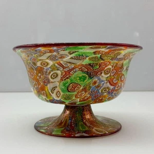 Murano Glass Gold-Painted Millefiori Dessert Cup - 8cm H, 12.5cm Diameter, Used - Picture 1 of 5