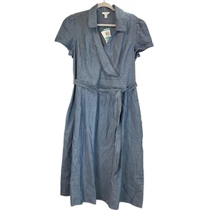 Vestido de verano Charter Club para mujer 16 azul cambray cinturón bolsillo cuello en V - Imagen 1 de 9