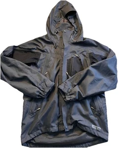 REI Men’s Zip In Full Zip Hooded Windbreaker Rain Shell Jacket Sz S black Mesh - Picture 1 of 5