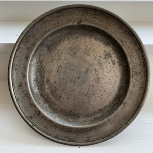 Antique Early American Round Plate Pewter Old Hallmarks 9”+ Beautiful Patina - Picture 1 of 23