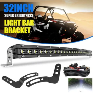 For Polaris RZR 900/4 900/S 1000 Roof Curved 32" LED Light Bar +Mounts Wire Kit - Picture 1 of 22