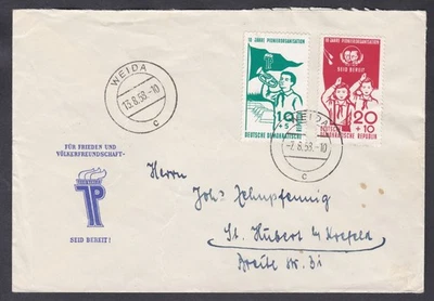 DDR (Germany) FDC 1958 Michel 645/46 Pioneers Meeting - Boy Scouts - Image 1 of 2