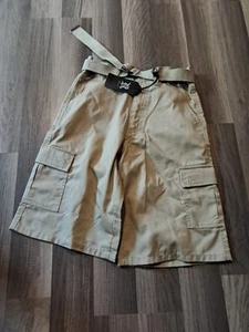 Boys KHAKI DRESS SHORTS & BELT 6 Pockets BEIGE TAN ,size 12/14 . - Picture 1 of 15