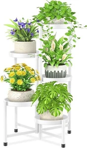 5 Tier Metal Plant Stand Corner Tiered Plant Shelf Foldable Display Rack - Picture 1 of 7