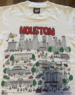 Camisa artística de colección de los 80 Houston recuerdo puntada única Barb McLain 1988 estrellas de pantalla M Foto 1 de 4