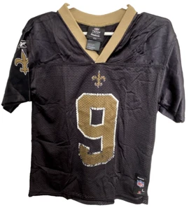 Camiseta de fútbol americano NFL New Orleans Saints Logo-#9 Brees negra dorada niños talla L (7) - Imagen 1 de 16