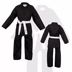 Children's Karate Suit Black White Belt Free Kids/Child Karate suit - Picture 1 of 4