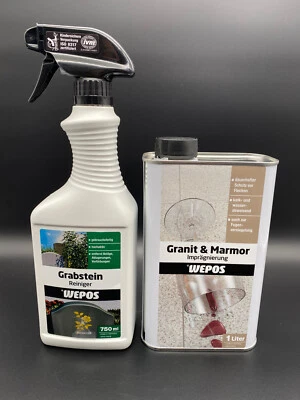 WEPOS Set Grabstein Reiniger 750ml & Granit und Marmor Imprägnierung 1l Stein - Bild 1 von 2