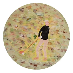 Man playing golf (oil painting on canvas) - Picture 1 of 4