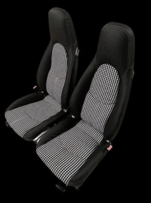 Mejor ajuste para Porsche Boxster - Cuero genuino + Tela pata de gallo - Cubierta de asiento Foto 1 de 4