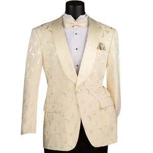 VINCI Men's Floral Jacquard Shawl Collar Tux Jacket - S-6XL, 5 Colors - NEW - Picture 1 of 21