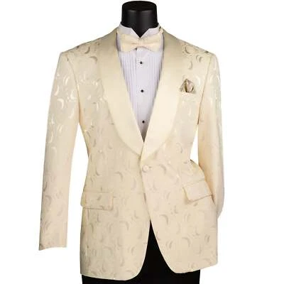 VINCI Men's Floral Jacquard Shawl Collar Tux Jacket - S-6XL, 5 Colors - NEW - Image 1 of 4