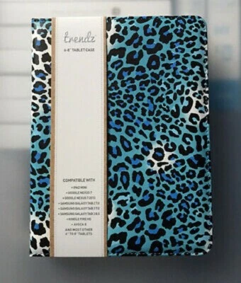 NEW Trendz Universal 6-8 Inch Tablet Case With Stand Blue Animal Print PC PHONE - Image 1 of 4