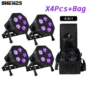 SHEHDS 4pcs LED GlamoPar 5x12W RGBAL+UV 6in1 Par Stage Party Light With Or Bag - Picture 1 of 43