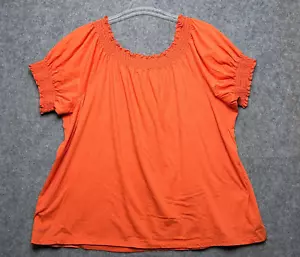 Lauren Ralph Lauren Shirt Womens 3X Orange Light Stretchy Shirred Travel Beachy - Picture 1 of 12