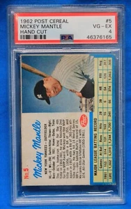 1962 POST CEREAL # 5 Mickey Mantle PSA 4 VG-EX # 46376165  NEW YORK YANKEES !!! - Picture 1 of 2