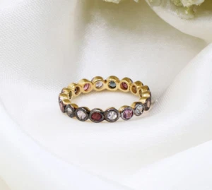Anello Eternity In Tourmalina Multicolore Da 1,65 Ct Placcato Oro Giallo 14K - Foto 1 di 6