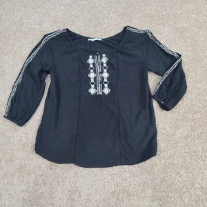 Maurices Bluse Medium 3/4 Arm schwarz Stickerei - Bild 1 von 12