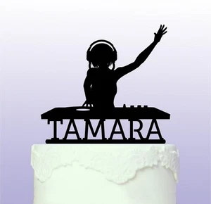 Cake Topper Personalizzato Donna DJ Acrilico - Club - Mixer - Foto 1 di 2