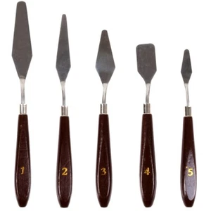 PALETTE KNIFE SET 5Pc Metal Knives Mix Oil Acrylic Paint Artist Canvas Spatulas - Picture 1 of 2