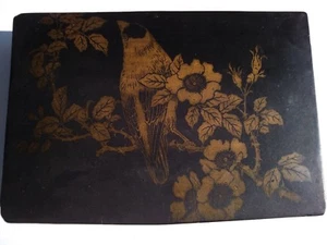 Boite en carton bouilli, décor d'oiseau et fleurs début XX siècle - Picture 1 of 6