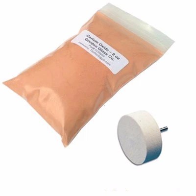 GORDON GLASS CO. Cerium Oxide High Grade Polishing Powder - 8 Oz and 2" Felt Polishing Wheel Kit
