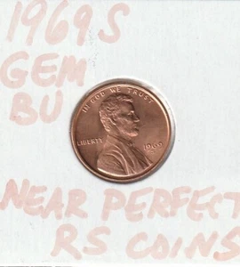 1969S WUNDERSCHÖNES EDELSTEIN UNZIRKULIERT "fast perfekt" Lincoln Cent #81633 KOSTENLOSER VERSAND - Bild 1 von 2