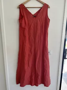 Pou Nou Red 100% linen sleeveless pullover loose fit A Line dress 2 - Picture 1 of 9