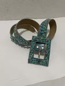 Cintura in pelle cristallo BB Simon multicolore larghezza 1,5"" donna taglia L - Foto 1 di 8