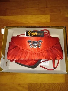 Fioni Night Red Gem Jewel Satin Pump High Heel Matching Purse Size 6.5 - Picture 1 of 7