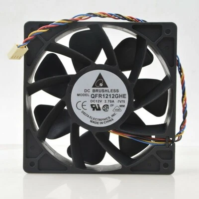 Delta QFR1212GHE 12V 2.7A 12CM 4PIN For AntMiner D3 L3+ S9 T9 X3 Z9  - Image 1 of 4