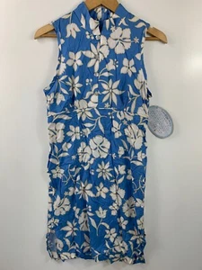 Girl Star Dress Girls Large Blue White Hawaiian Floral Sleeveless Midi Long NWT - Picture 1 of 7