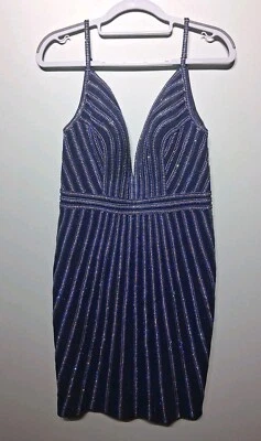 Jovani Fitted V Neckline  Short Spaghetti Strap Beaded Dress Size 4 NWT - Image 1 of 4