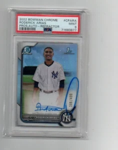 2022 Bowman Cromo Autografo Roderick Arias #CPA-RA PSA 9 RC RIFRATTORE 399/499 - Foto 1 di 1