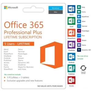 Microsoft Office 365 Pro Plus für 5 Geräte - lebenslanges Konto für Mac Win iOS - Bild 1 von 1