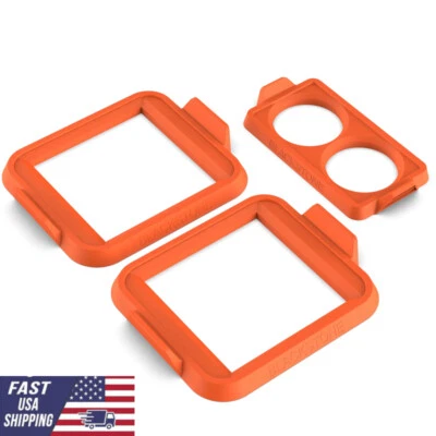 Juego de anillos de tortilla cuadrados de huevo círculo de silicona 3 piezas resistente al calor campamento hogar nuevo Foto 1 de 4