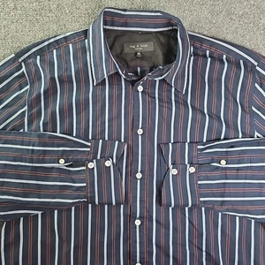 Rag & Bone Shirt Men XXL 2XL Blue Button Down Striped Preppy Long Sleeve - Picture 1 of 7