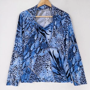 Camisa Top Para Mujer Simonton Says Azul Mediana Estampado Mixto Tejido Elástico Maximalista - Imagen 1 de 8