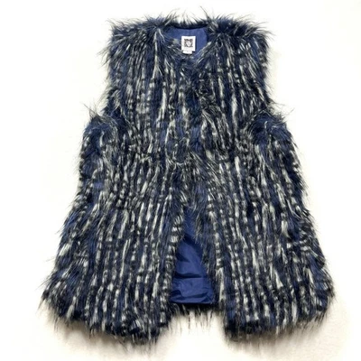 Chaleco largo de piel sintética con estampado animal Wmns S azul negro gris Indie City Glam Mob esposa Foto 1 de 4