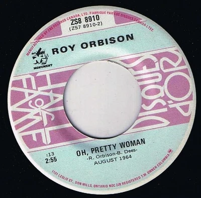 Roy Orbison Pretty Woman 45 rpm It's Over Canadian Pressing - Image 1 of 2