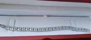 7 Inched Long Tennis Bracelet Solid 14K White Gold Round Cut 5 Carat Men & Women - Picture 1 of 14