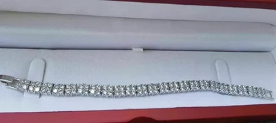 7 Inched Long Tennis Bracelet Solid 14K White Gold Round Cut 5 Carat Men & Women - Image 1 of 4
