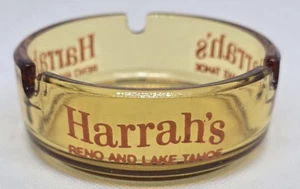 CENICERO redondo ámbar vintage 3,5” HARRAH’s CLUB Reno and Lake Tahoe rojo Le - Imagen 1 de 4