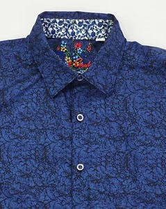 Camicia manica lunga Robert Graham vestibilità classica taglia media uomo blu nero fantasia - Foto 1 di 10