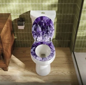 Nuevo asiento de inodoro redondo de resina púrpura amatista diseño de cristal - Imagen 1 de 8