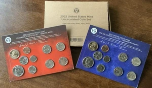 2022 Stati Uniti Mint Unc Coin Set Philadelphia & Denver 10 Coin Set USM/OGP - Foto 1 di 7