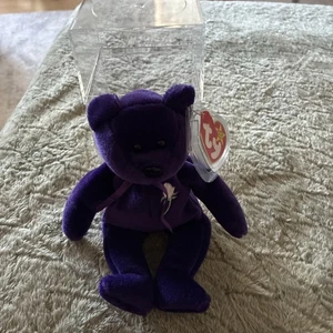 1997 TY Beanie Princess Diana Rose Bear Purple Plush Toy with Tag Mint - Picture 1 of 4