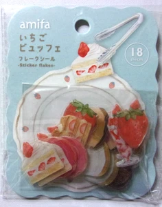 amifa Erdbeere Süßigkeiten Buffet PVC Flocken Aufkleber Japan 18 Stück - Bild 1 von 3