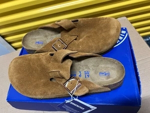 Scarpe Birkenstock Boston plantare morbido zoccoli pelle scamosciata visone marrone taglia 41 - Foto 1 di 15