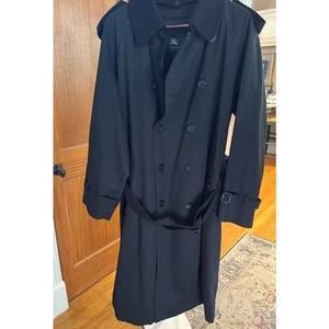 Gabardina Burberry forro de algodón negro talla 48 L auténtica - Imagen 1 de 10